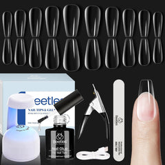 Beetles Soft Gel Nail Kit con uñas coffin mediano y lámpara LED para curado rápido