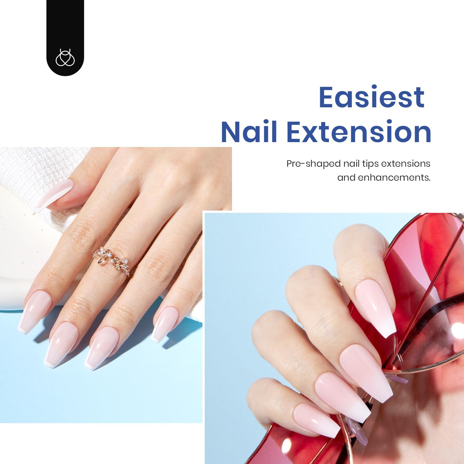 Beetles Soft Gel Nail Kit con puntas preformadas 240 piezas para uñas naturales