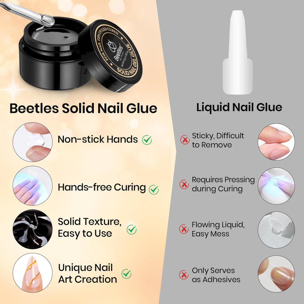 Beetles Solid Nail Glue Gel remocion-facil: retirada sin dañar uñas naturales.