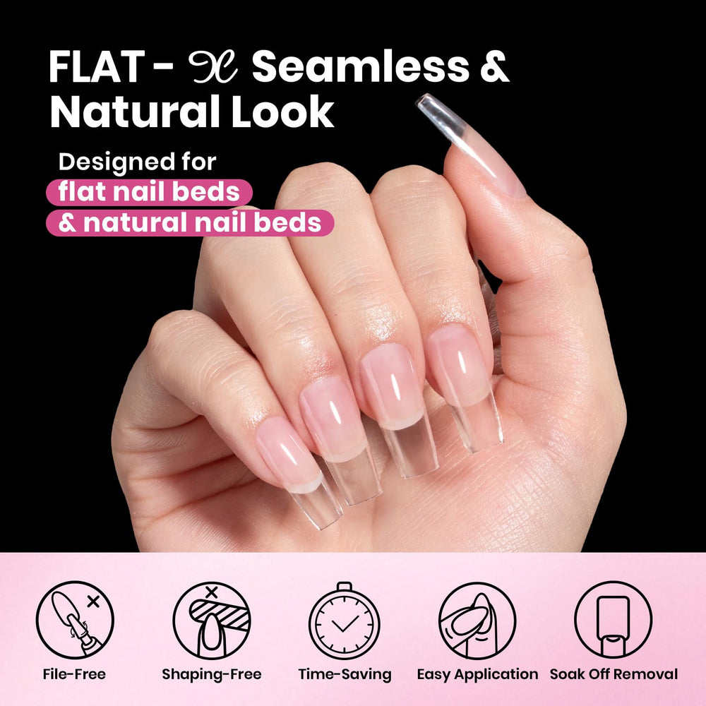 Beetles Extensiones Uñas Pre-Etchado Half Matte para aplicación rápida y duradera.