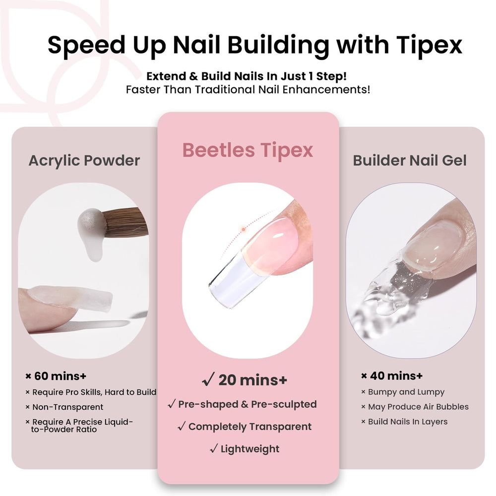Beetles Tipex ahorro de tiempo en manicuras con tips listos para usar.