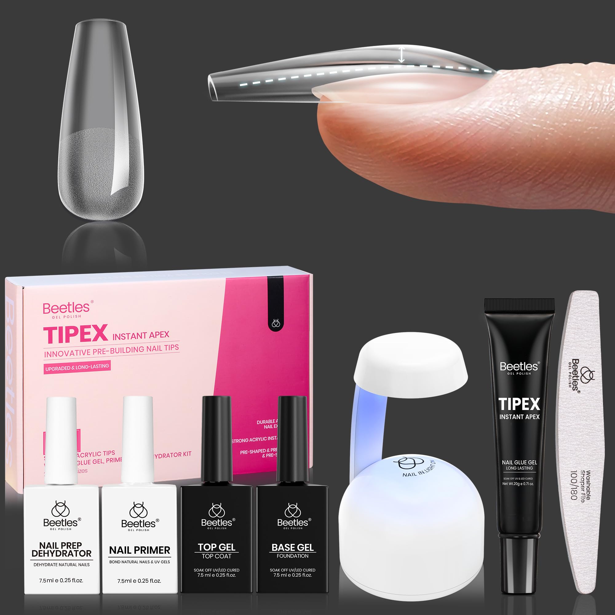 Beetles Tipex kit forme cercueil moyen 224 pièces pour extensions professionnelles à domicile.
