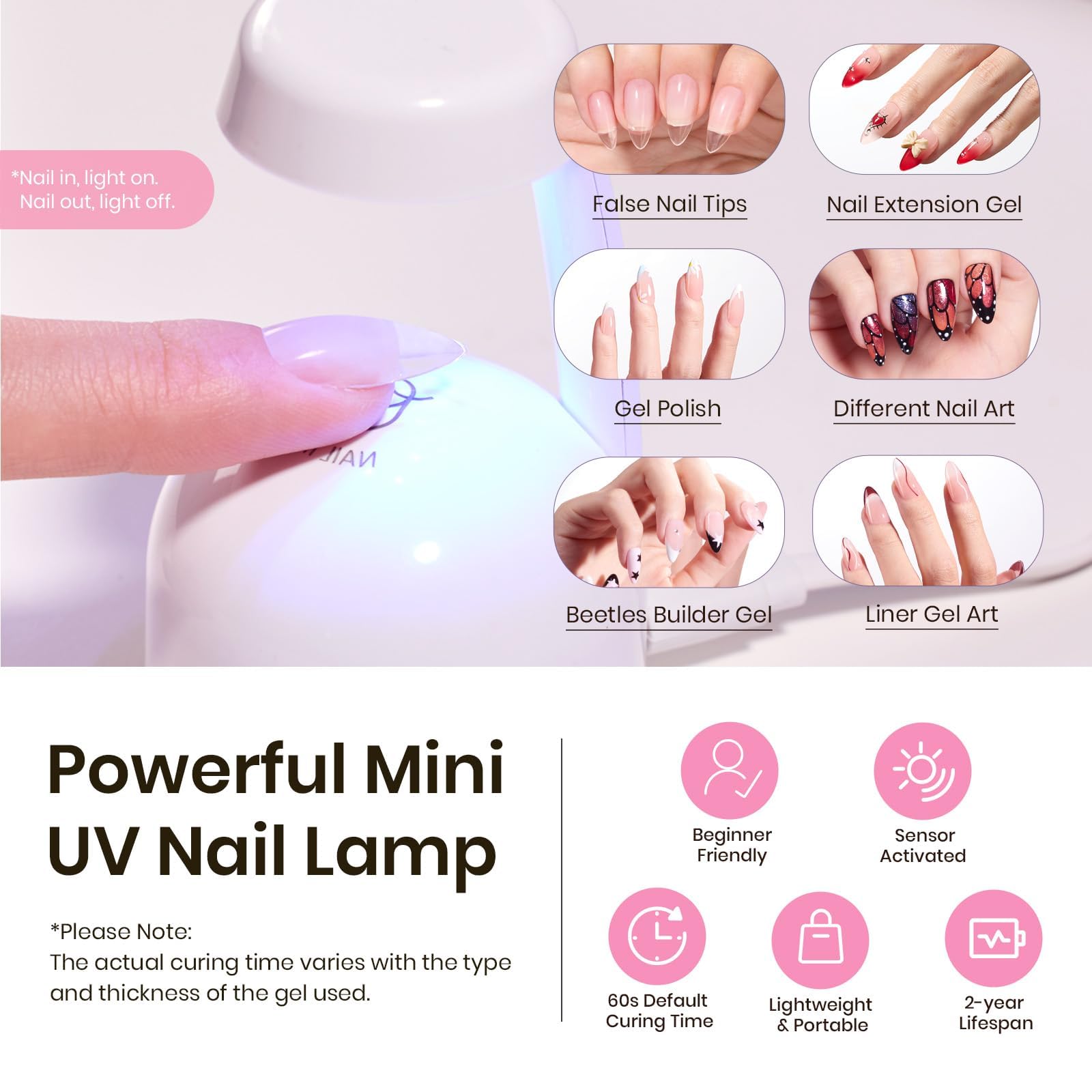 Beetles Tipex Mini Lampe UV: cure rapide et précision.