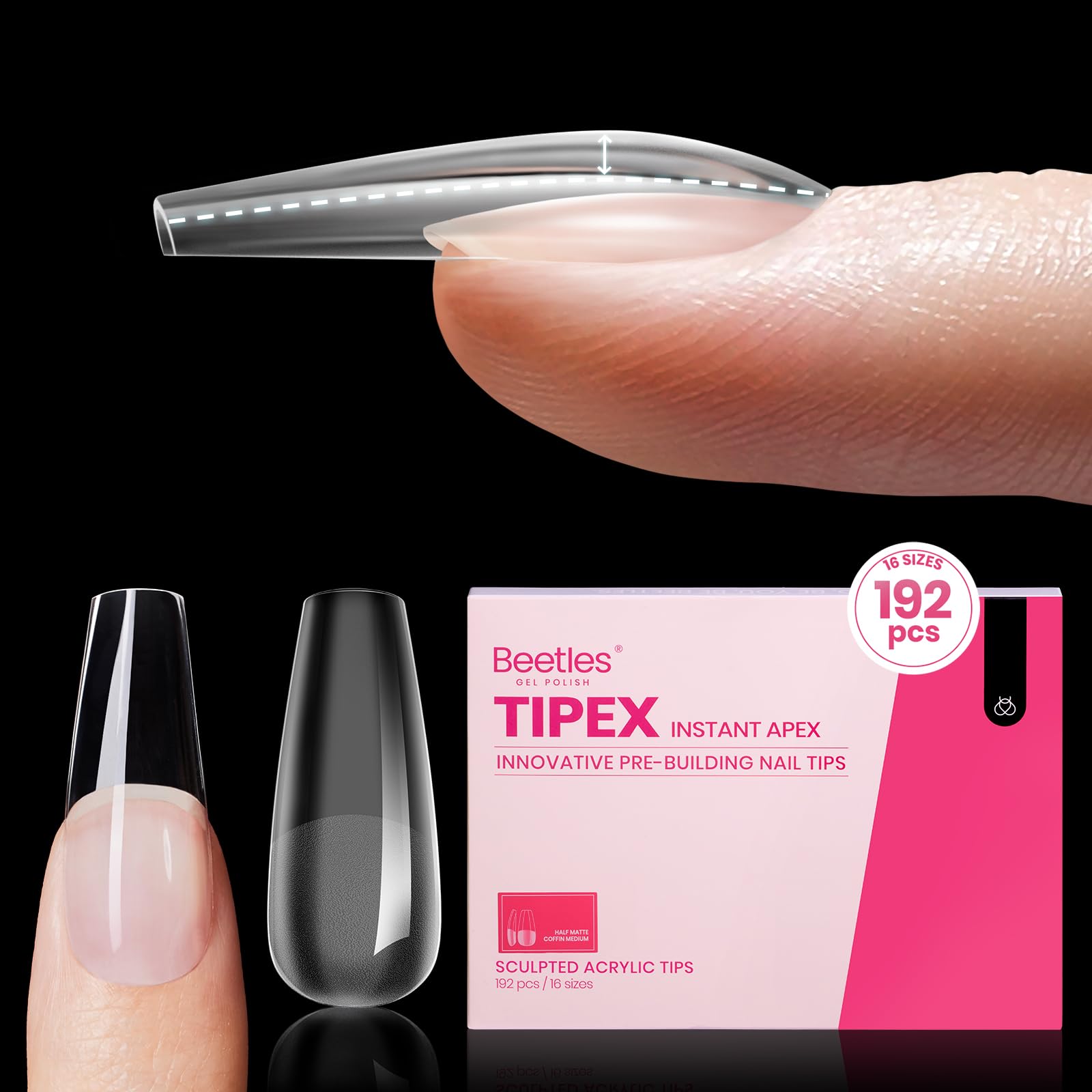 Beetles Tipex: puntas con ápice instantáneo para ajuste cómodo en formato coffin mediano