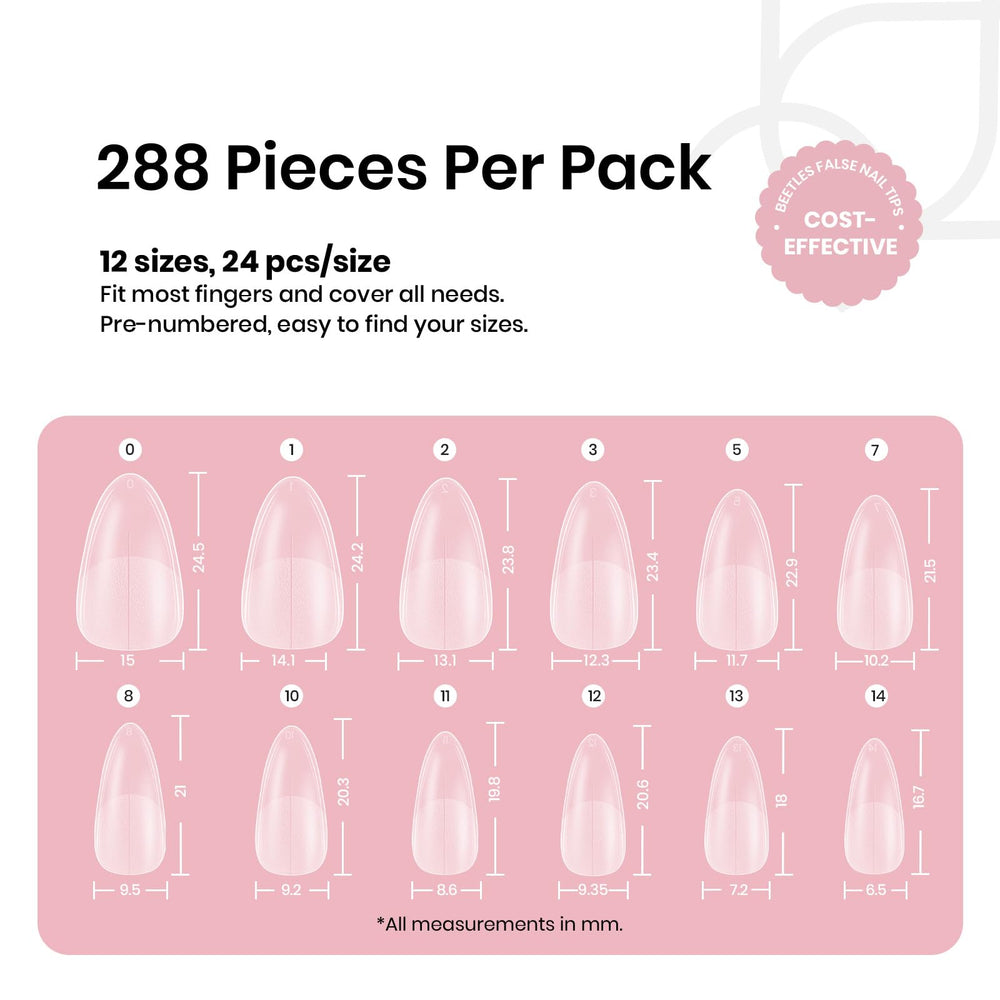 Beetles Gel Polish: 12 tallas claras para ajuste natural y rápido.