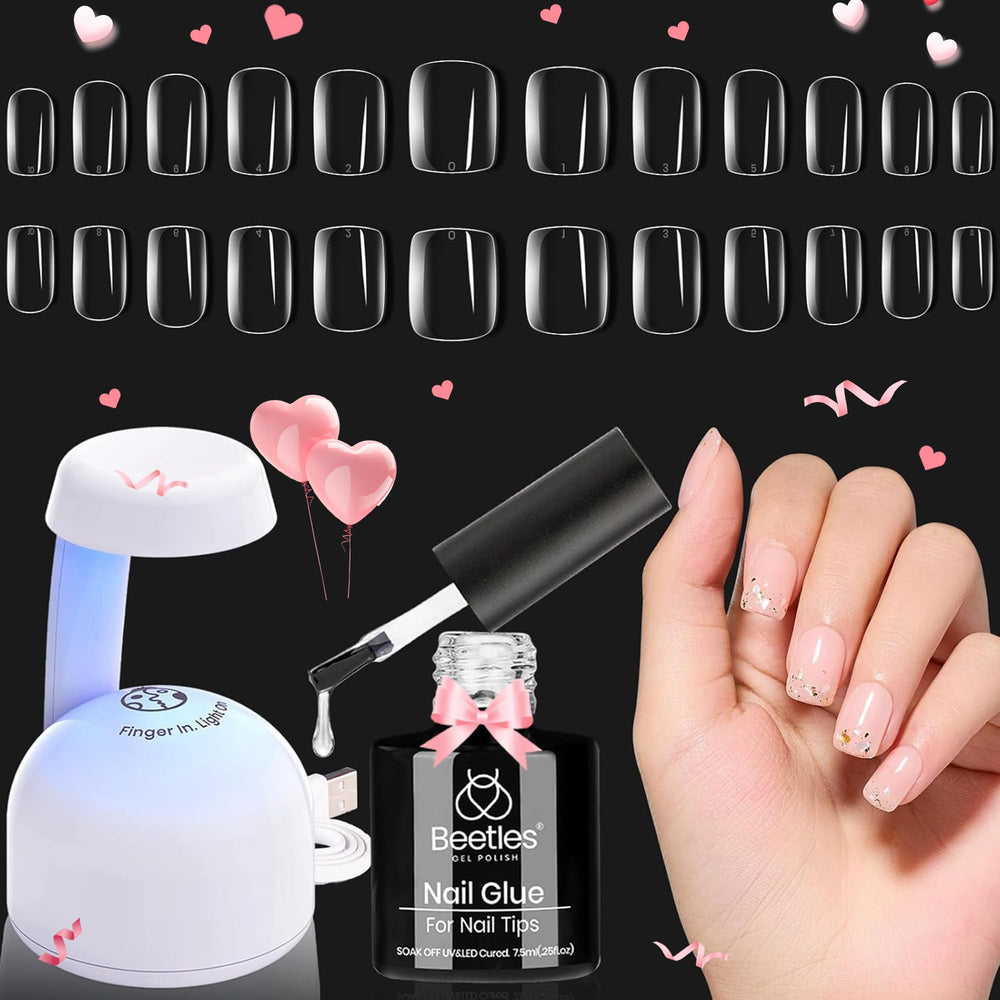 Beetles: tips de uñas cuadradas extra cortos para un acabado limpio y fácil de aplicar