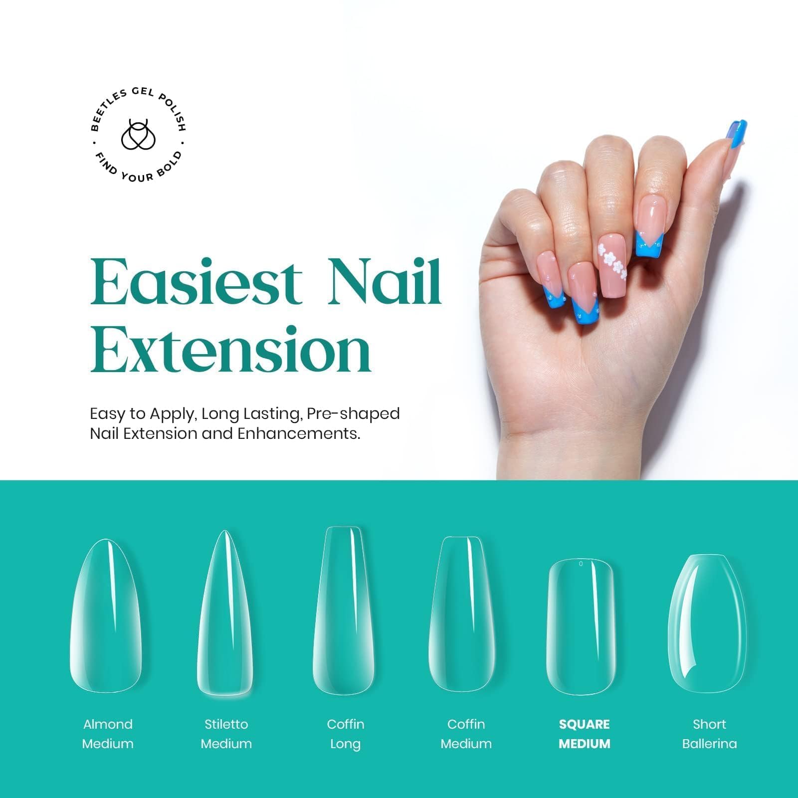 Beetles tips preformadas para rápida aplicación en uñas naturales