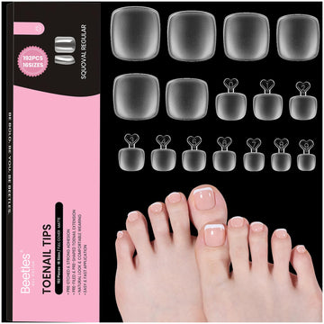 Beetles tips para uñas de dedos del pie cuadrados con 16 tallas para ajuste perfecto.