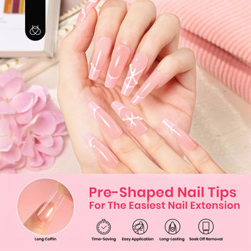 Beetles Tips Uñas Falsas Transparentes con cobertura total para acabado natural
