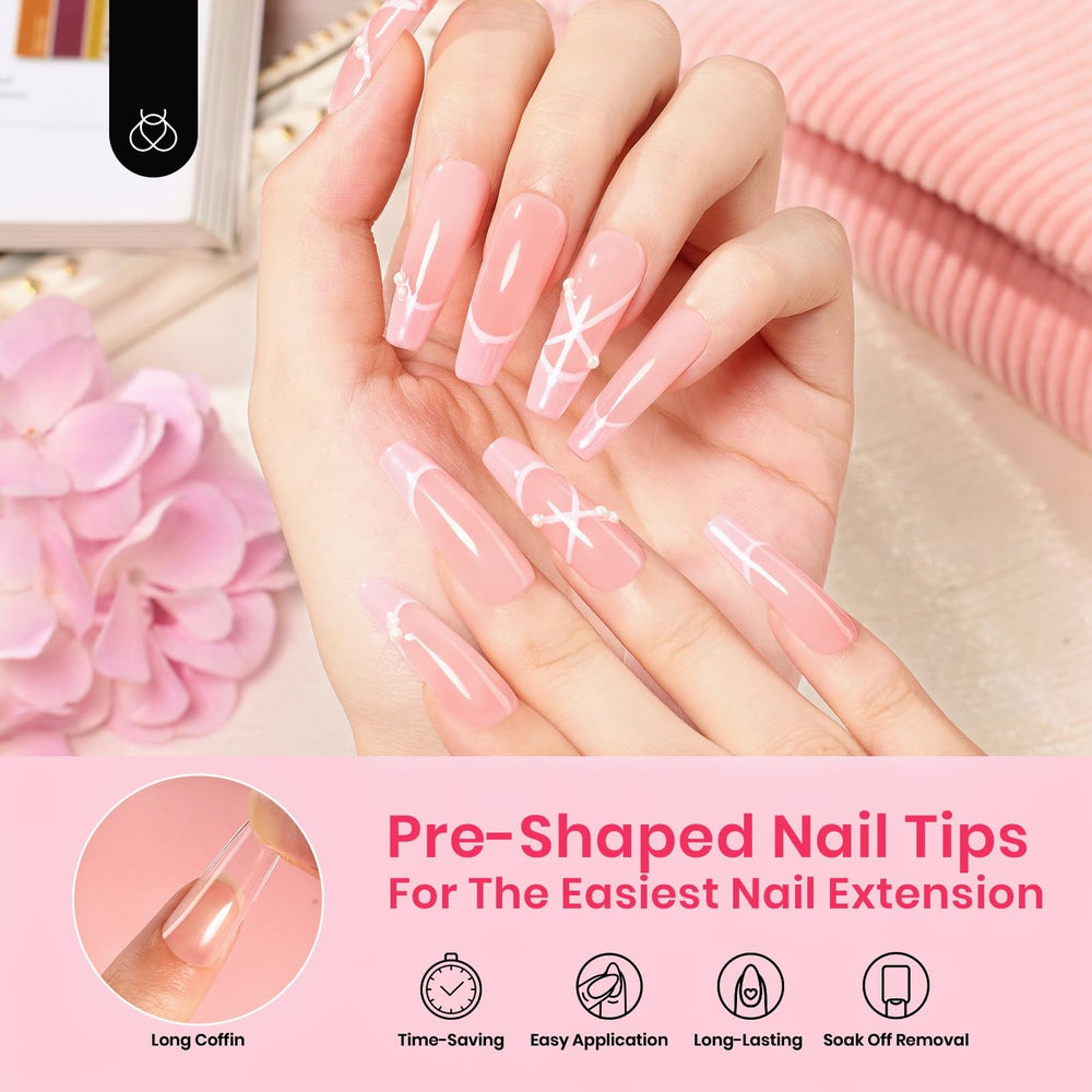 Beetles Tips Uñas Falsas Transparentes con cobertura total para acabado natural