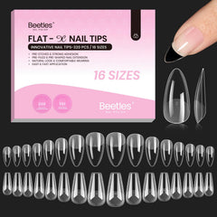 Beetles Gel Tips Flat-X Almendra Coffin para ajuste cómodo y sin lifting.