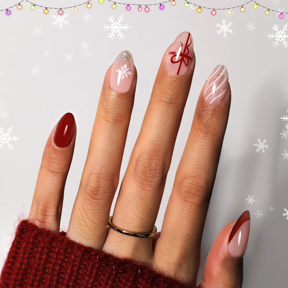 Beetles Uñas: lazo navidad para un look festivo y elegante