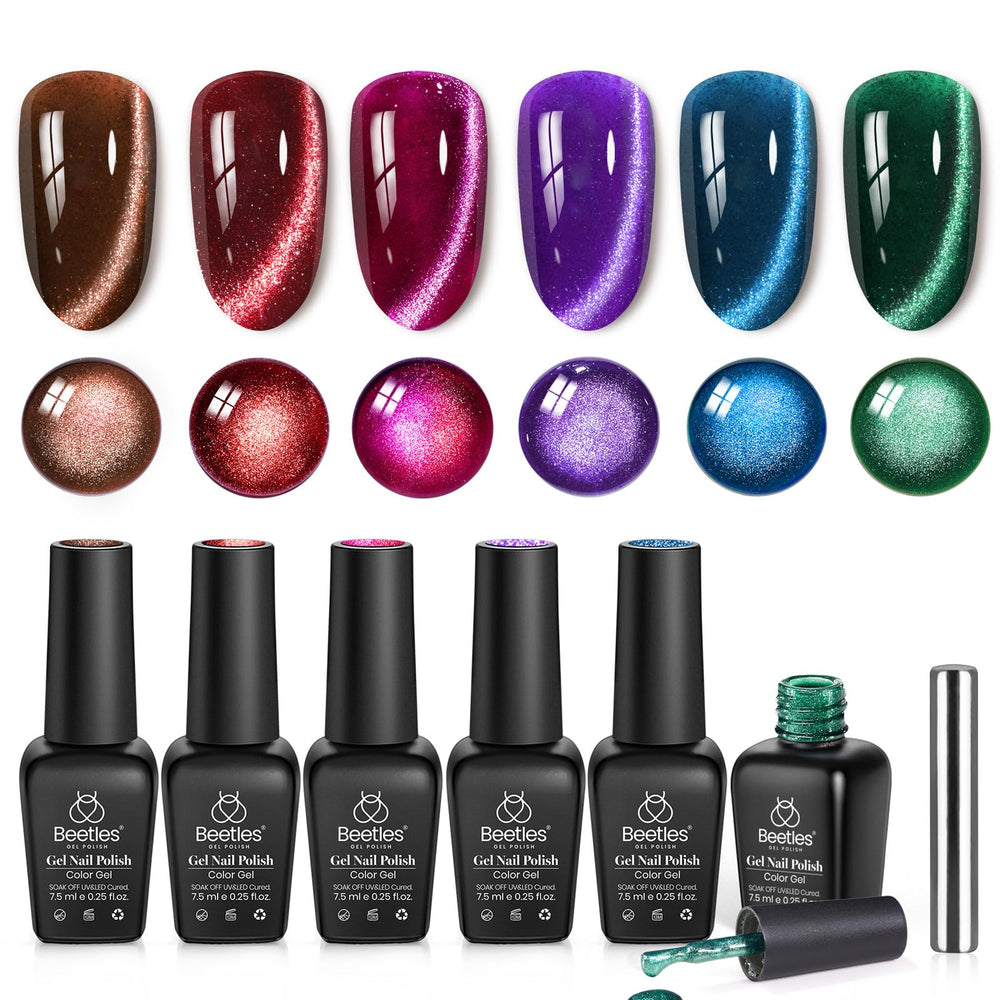 Beetles Velvet Starlight ojo-gato: conjunto navideño para manicura brillante.