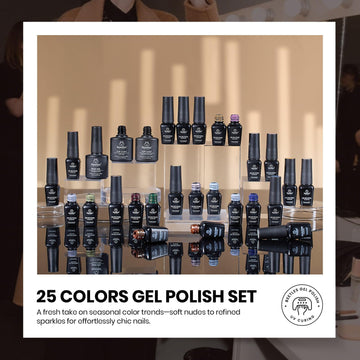 Beetles Gel bleu vert et paillettes pour un effet scintillant hivernal.