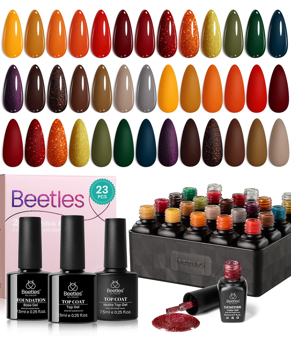 Beetles Gel: ensemble 20 nuances Cozy Campfire pour manucure maison élégante