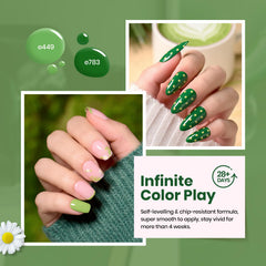 Beetles vernis gel vert finition brillante après application.