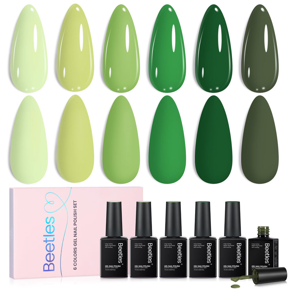 Beetles vernis gel vert set pastel: 6 couleurs pour une manucure durable.