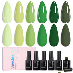 Beetles vernis gel vert set pastel: 6 couleurs pour une manucure durable.