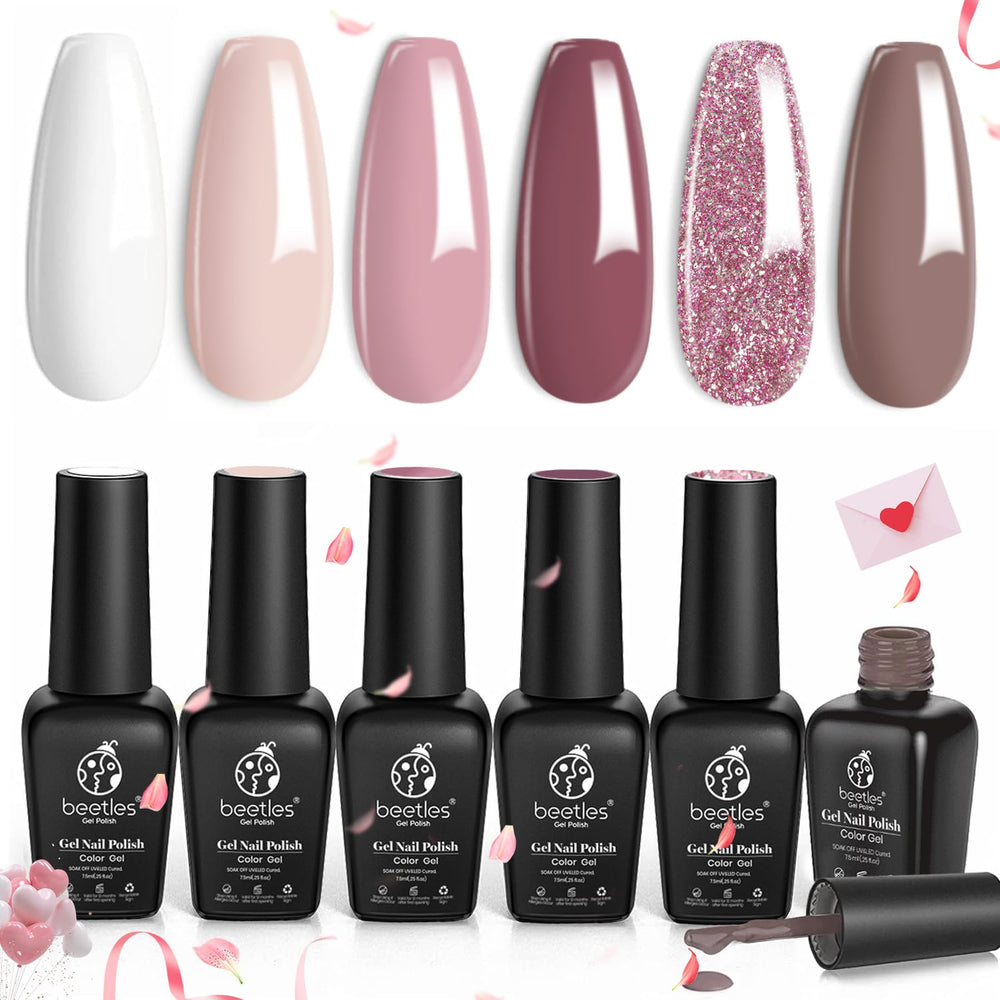 Beetles Wedding esmalte gel: colección de 6 tonos para manicura elegante en casa