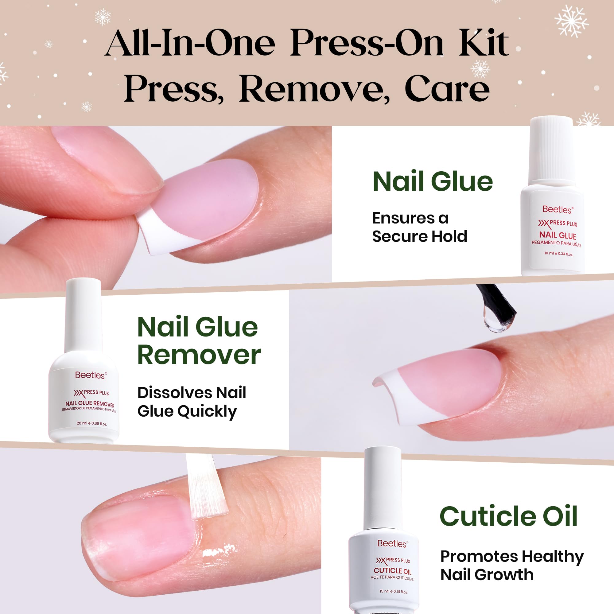 Colle pour ongles et séchage rapide inclus dans le kit Beetles