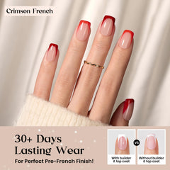 Ongles courts carrés Beetles avec French Tip rouge élégant