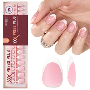 Beetles X Press Plus Petal French nails with elegant design and lasting wear.