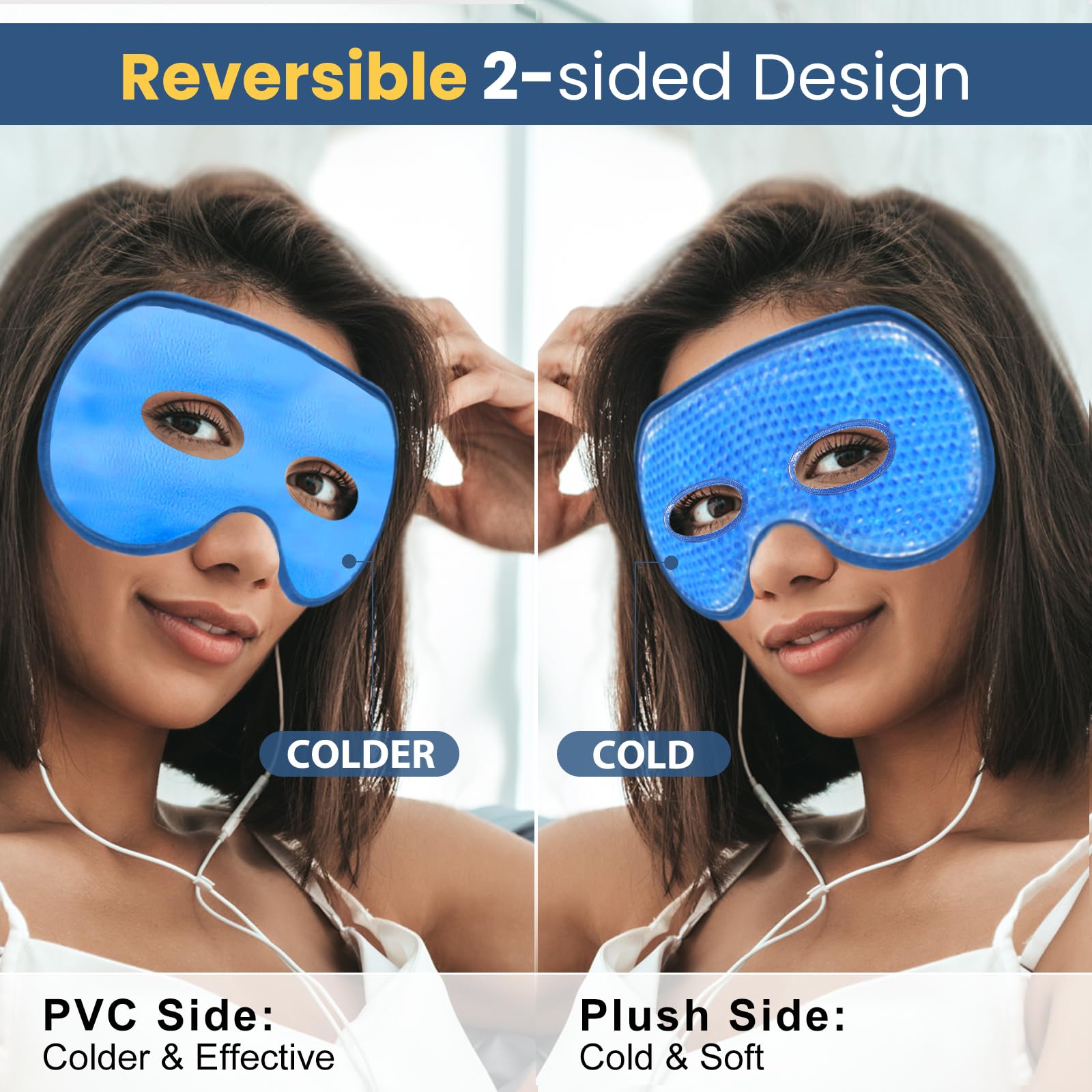 BeeVines mascarilla para ojos caliente/frío para alivio rápido.