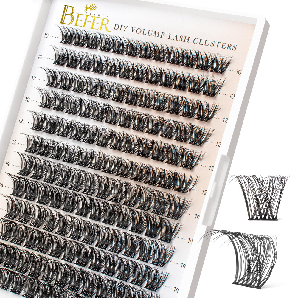 BEFER Beauty lash clusters D Curl, 144 piezas para volumen intenso en casa.
