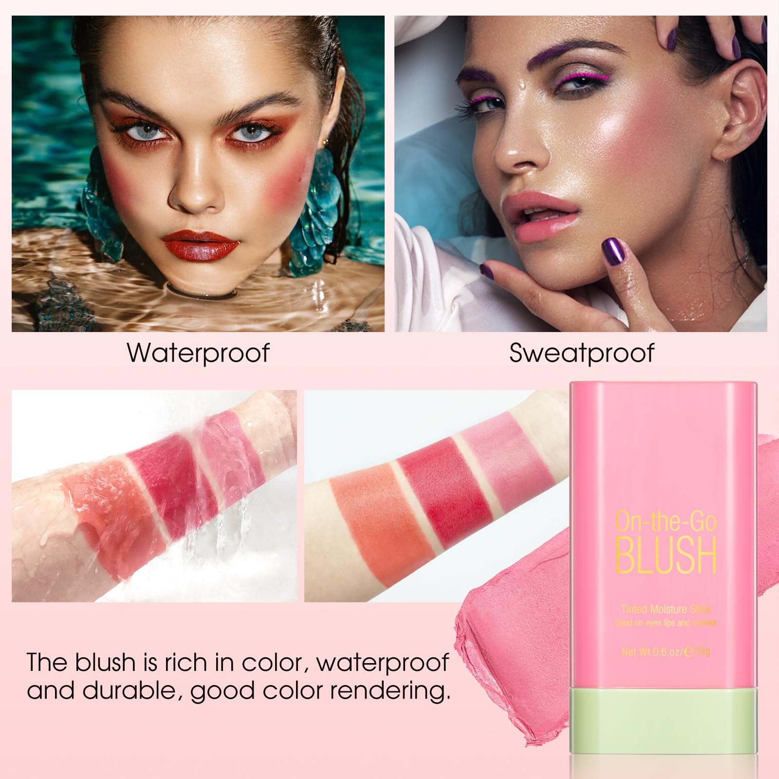 BEFIVECOK Blush Stick diseño twist, ideal para viajar.