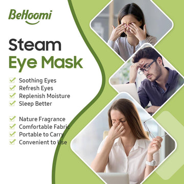 BeHoomi calor suave de 40-45 °C para comodidad ocular durante su uso.