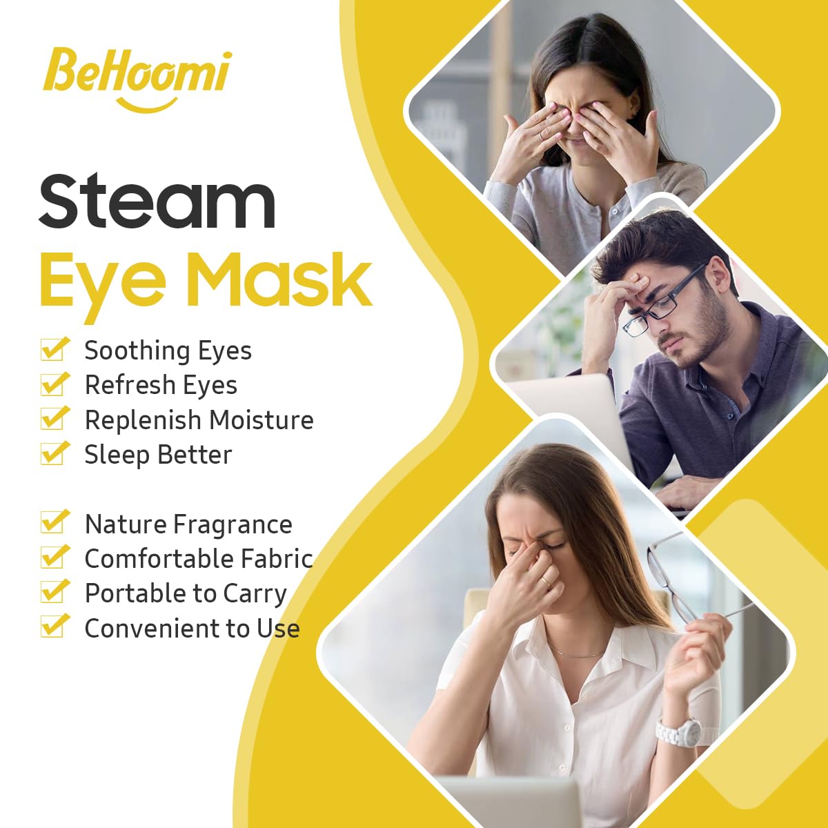BeHoomi diseño rombo sin filamentos para piel suave.