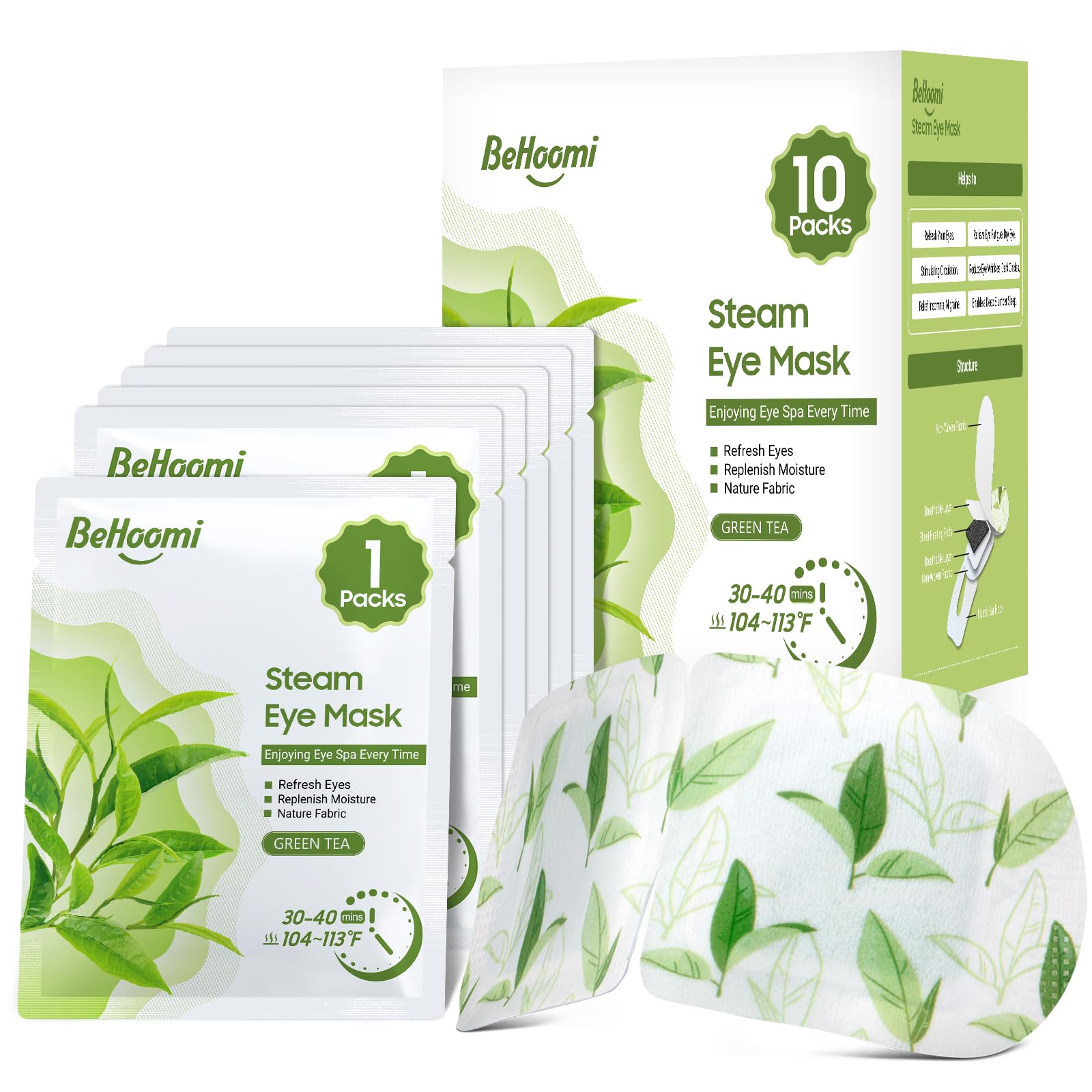 BeHoomi máscara de ojos en dos packs, empaque listo para regalo o viaje.