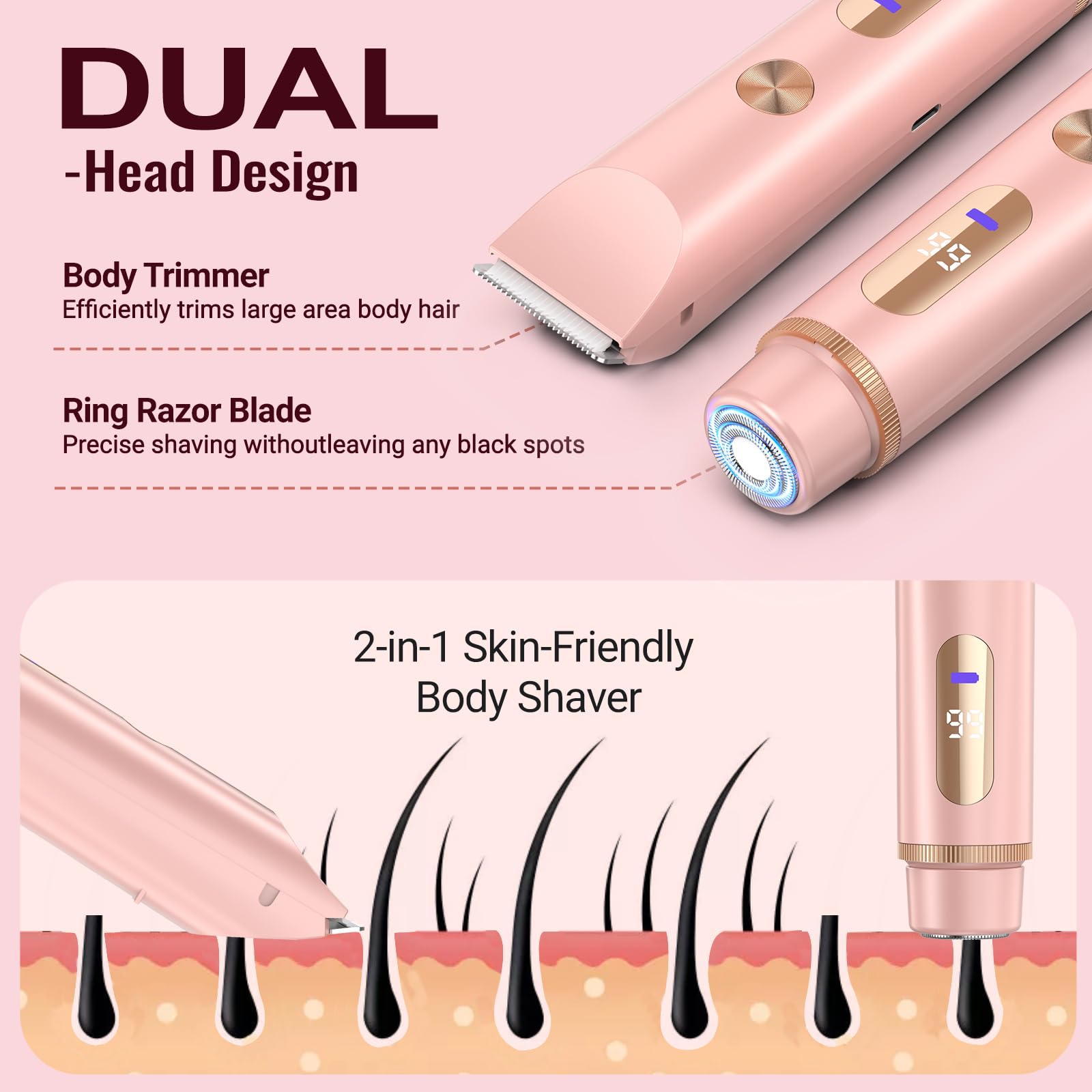 Beidouna bikini-trimmer diseño-ergonomico, se adapta bien a la mano.
