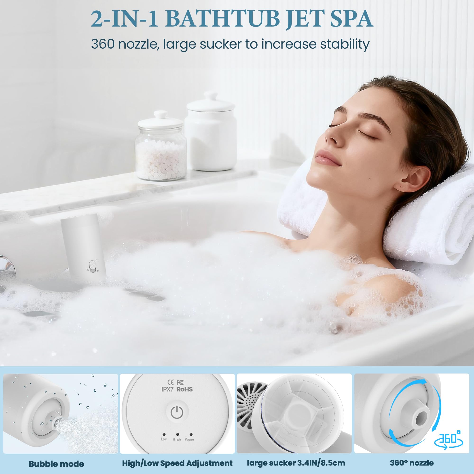 BeiliuDevise seguridad IPX7 para uso seguro en bañera.