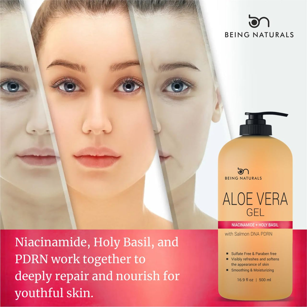 Being Naturals Aloe Vera Gel aplicado sobre la piel para aportar frescura.