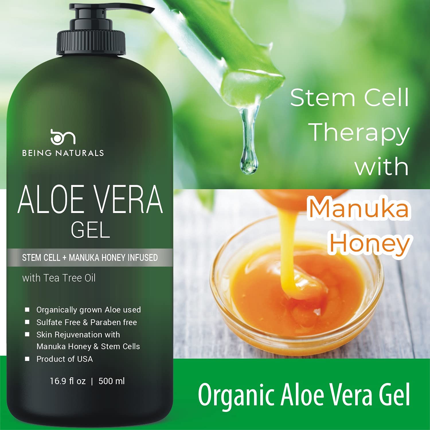 Aloe Vera Gel con miel de Manuka de Being Naturals promueve renovación suave