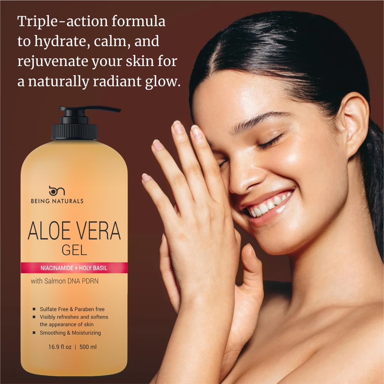 Being Naturals Aloe Vera Gel cuidado diario para rostro y cuerpo.