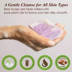 BELA goats milk soap bar – creamy lather suited for everyday washing.
