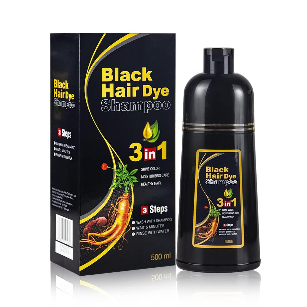 BELEZALIB champú-tinte negro, cobertura de canas rápida para un look natural.