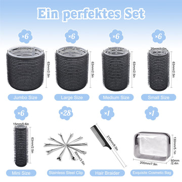 Belicoo conjunto rulos pelo 48mm definición de rizos suaves