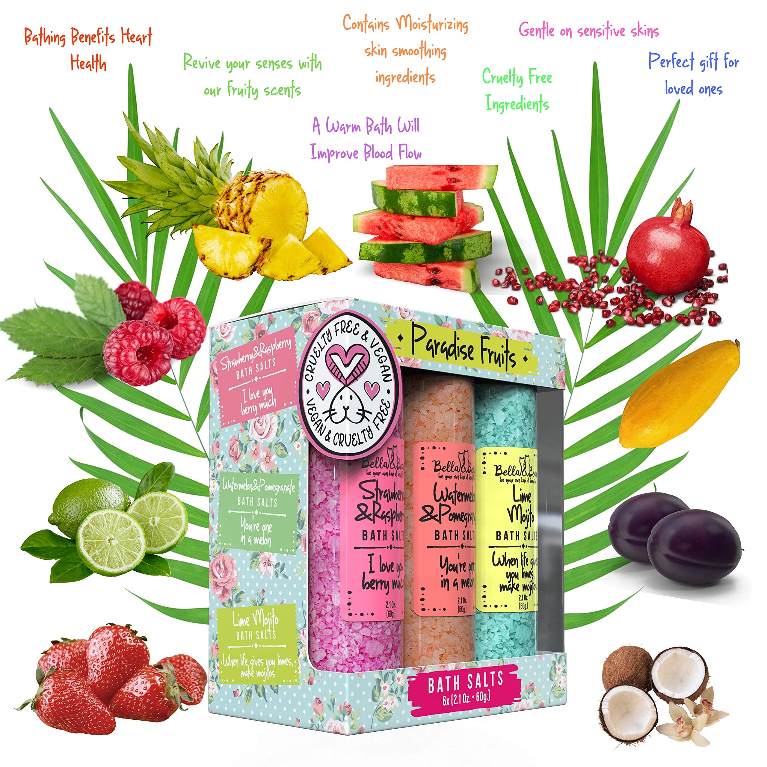 Disolución rápida en agua tibia con fragancia frutal para relajarte.