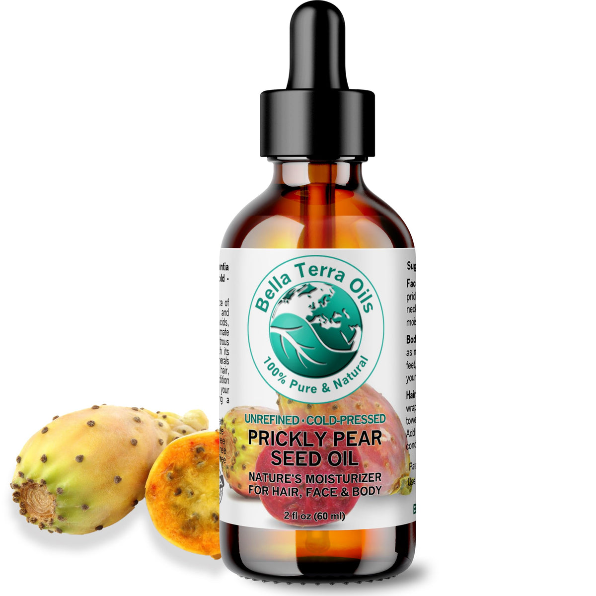 Bella Terra Oils: botella de aceite de higo chumbo, lujo para la piel.