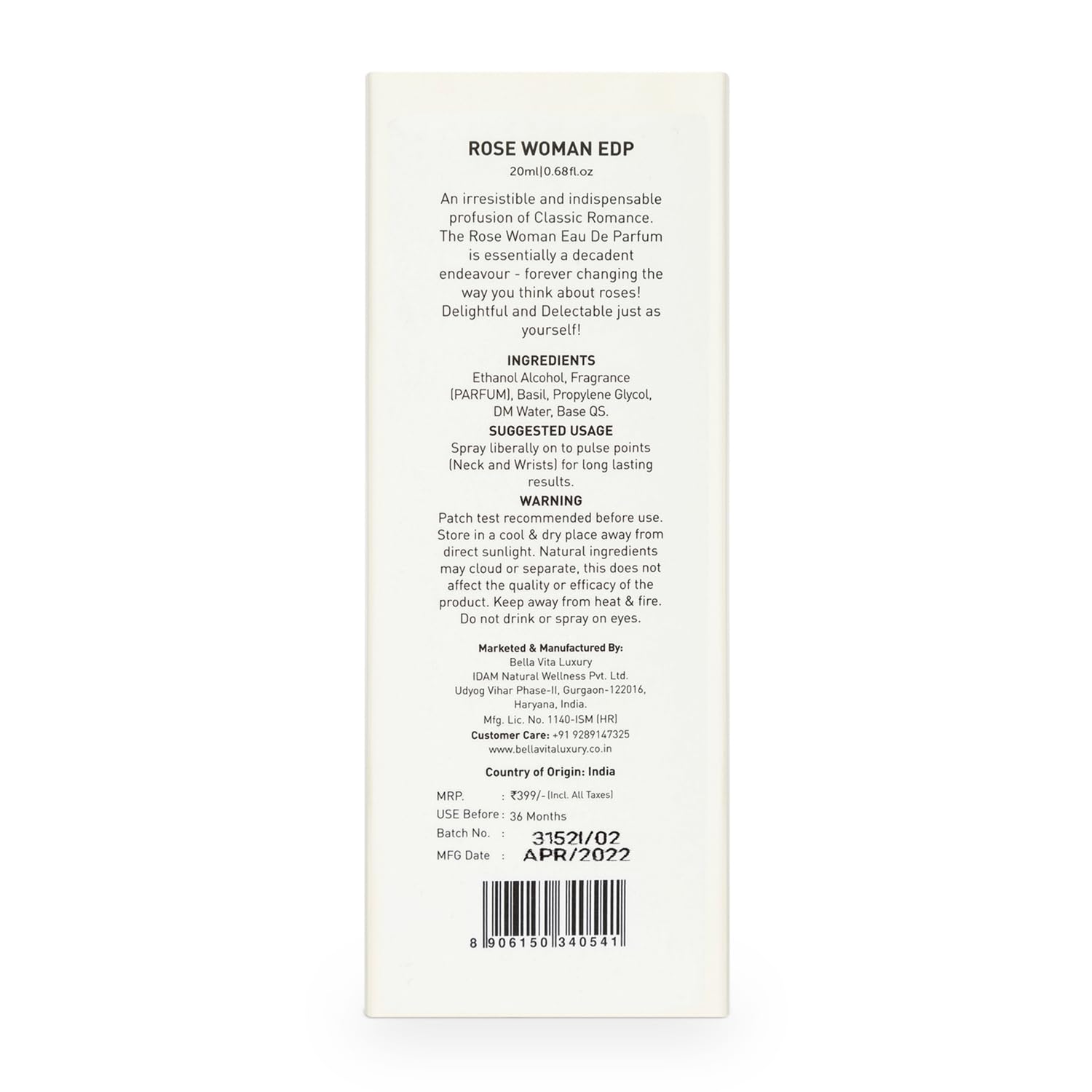 BellaVita Luxury ROSE: regalo ideal para ocasiones especiales por su aroma sofisticado.