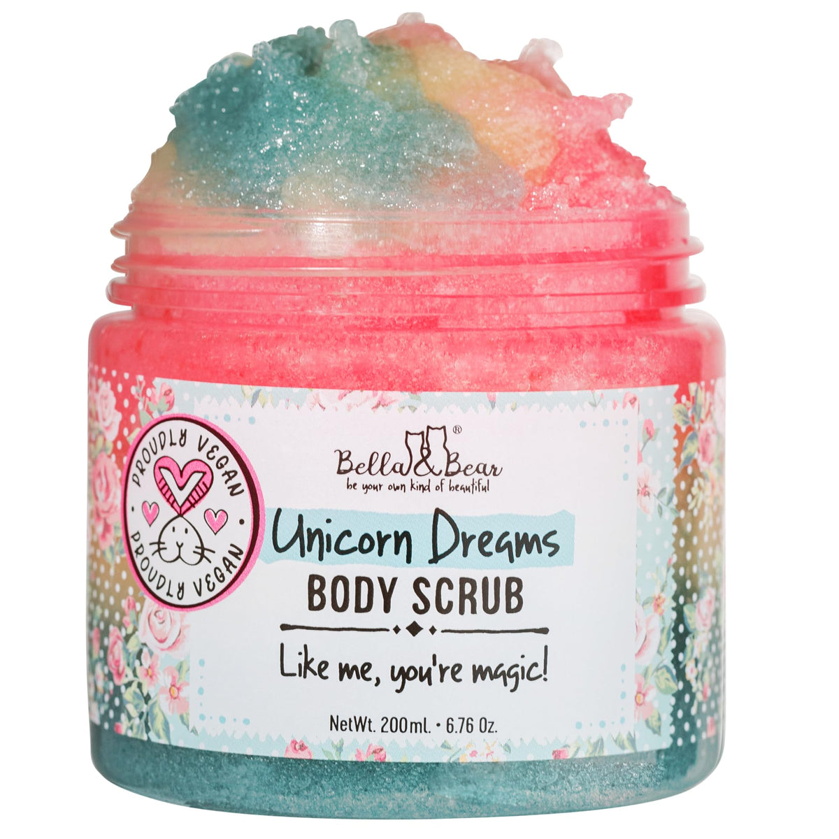 Exfoliante Bella y Bear Unicornio Sueno en bote, exfolia suavemente la piel