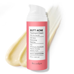 BellamiLuxx crema acné corporal en tubo, ayuda a reducir poros y brotes.