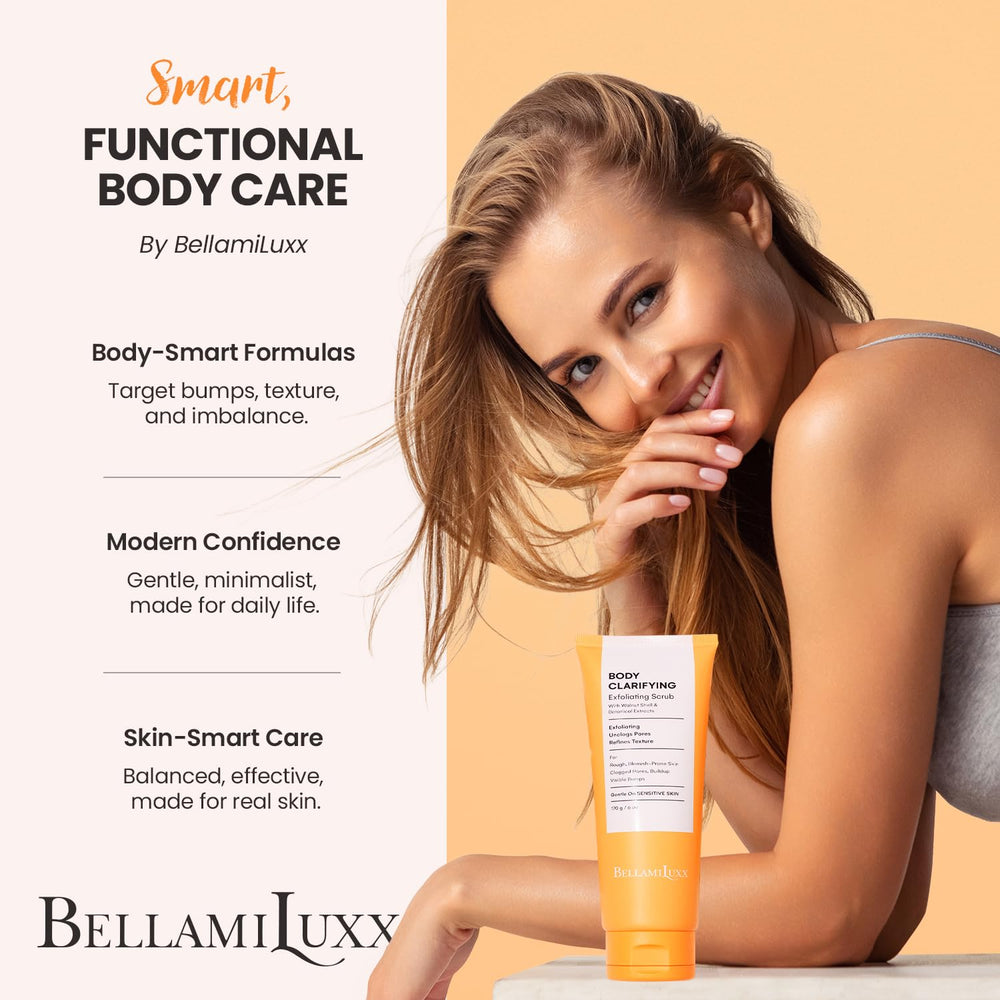 BellamiLuxx exfoliante cuerpo acne uso en ducha para uniformidad