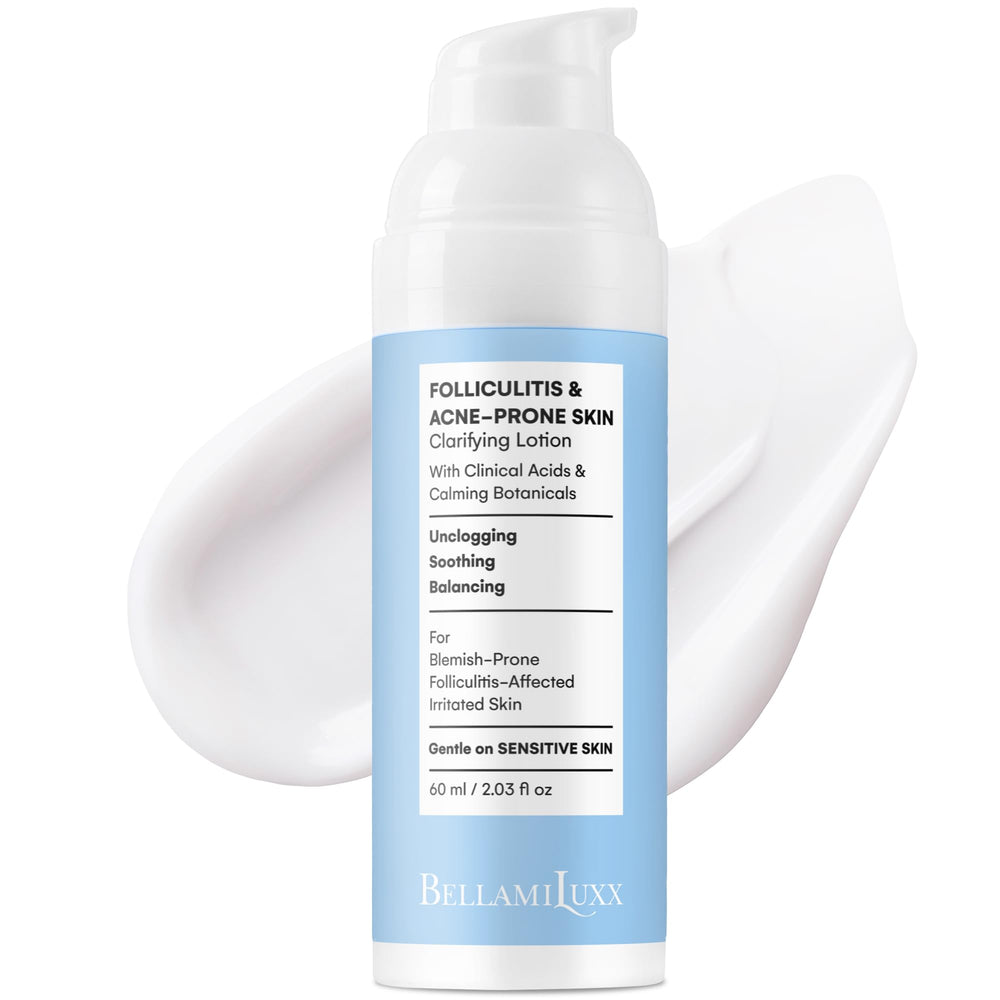 BellamiLuxx Loción Cuerpo, botella frontal, cuidado suave para foliculitis y molestias