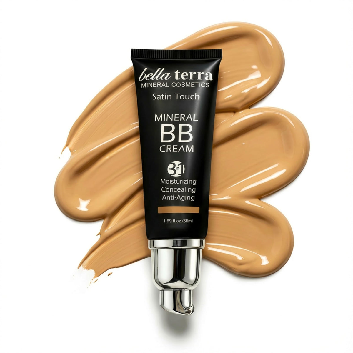 Bellaterra BB crème teinte moyenne 104, bouteille pompe pratique pour une application facile