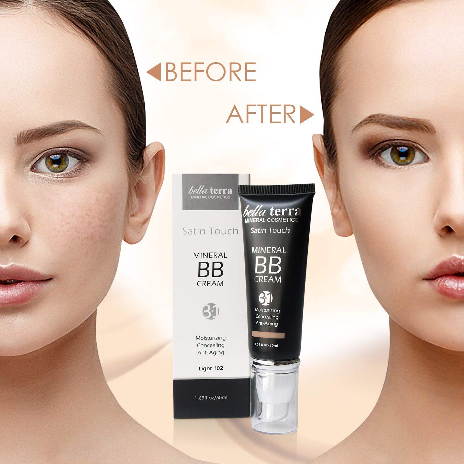 Bellaterra crema BB aplicación con pincel para mezcla homogénea