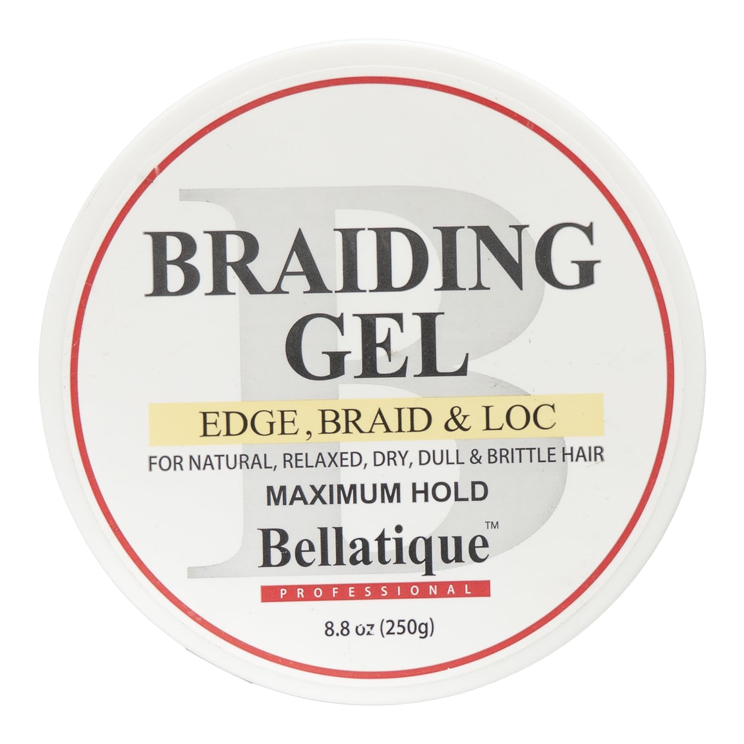 BELLATIQUE gel, cabello natural y trenzas, suaviza y controla el aspecto.